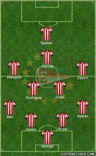 Estudiantes de La Plata 4-4-2 football formation