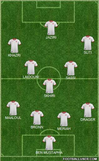 Tunisia 4-3-2-1 football formation