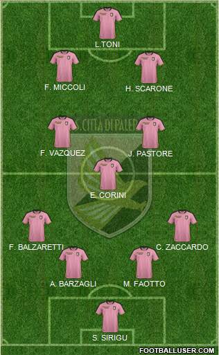 Città di Palermo 4-3-2-1 football formation