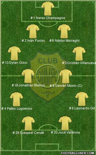 Olimpo de Bahía Blanca 4-4-2 football formation