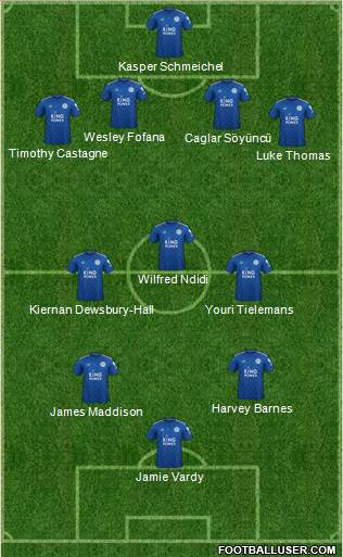 Leicester City 4-2-1-3 football formation