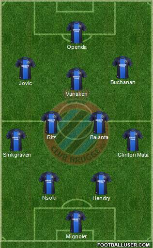 Club Brugge KV 4-2-3-1 football formation