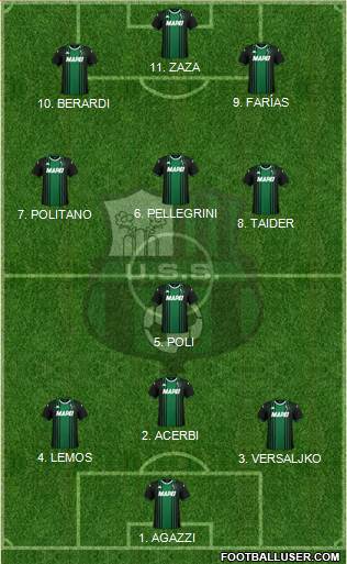 Sassuolo 4-2-3-1 football formation