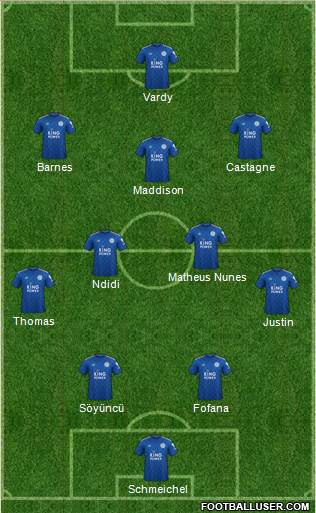 Leicester City 4-2-3-1 football formation