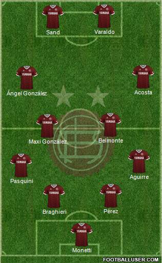 Lanús 4-4-2 football formation