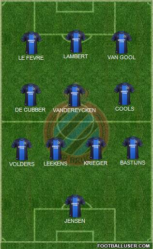 Club Brugge KV 5-4-1 football formation