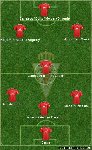 Real Murcia C.F., S.A.D. 4-4-2 football formation