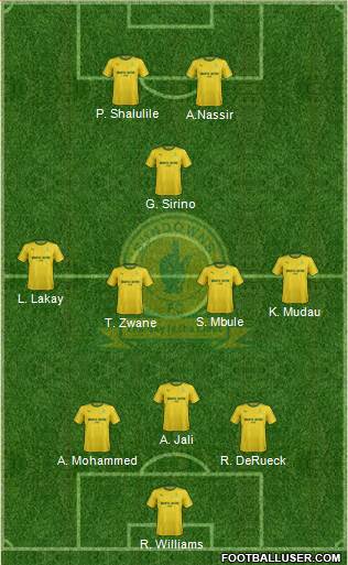 Mamelodi Sundowns 4-1-4-1 football formation