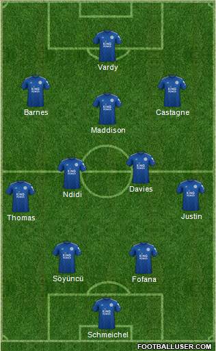 Leicester City 4-2-3-1 football formation