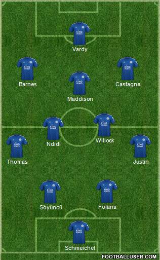 Leicester City 4-2-3-1 football formation