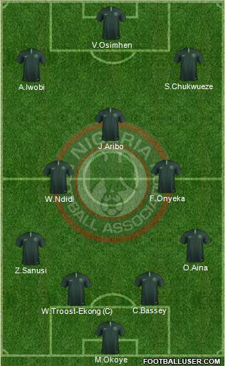 Nigeria 4-2-3-1 football formation