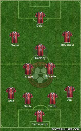 OGC Nice Côte d'Azur 4-3-3 football formation