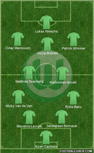 VfL Wolfsburg 4-2-3-1 football formation