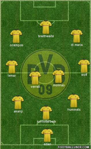 Borussia Dortmund 3-4-3 football formation