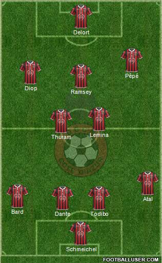 OGC Nice Côte d'Azur 4-2-3-1 football formation