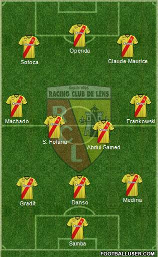 Racing Club de Lens 4-1-2-3 football formation