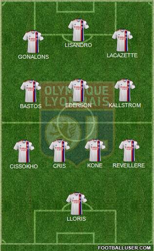 Olympique Lyonnais 5-4-1 football formation