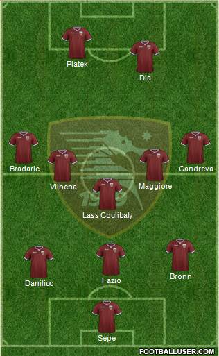 Salernitana 3-5-2 football formation