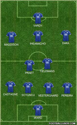 Leicester City 4-2-3-1 football formation