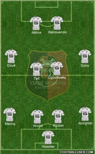 Stade Rennais Football Club 4-4-2 football formation