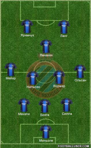 Club Brugge KV 3-5-2 football formation