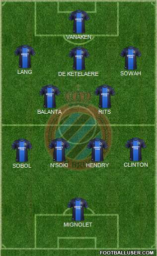 Club Brugge KV 5-4-1 football formation