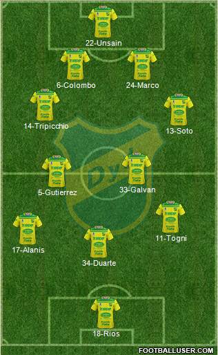 Defensa y Justicia 4-4-1-1 football formation