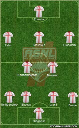 A.S. Nancy Lorraine 4-2-3-1 football formation