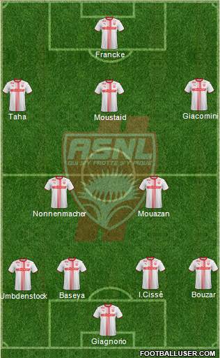 A.S. Nancy Lorraine 4-2-3-1 football formation