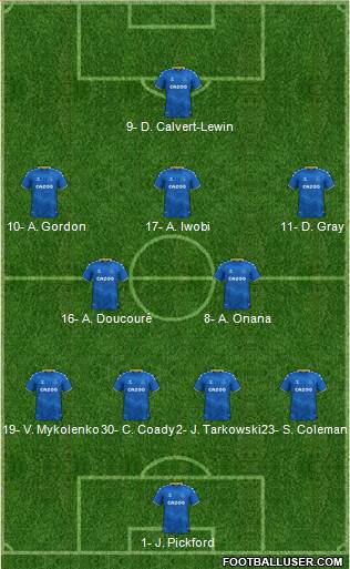 Everton 4-2-3-1 football formation