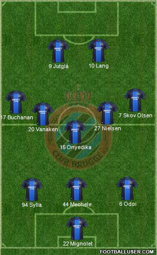 Club Brugge KV 3-5-2 football formation