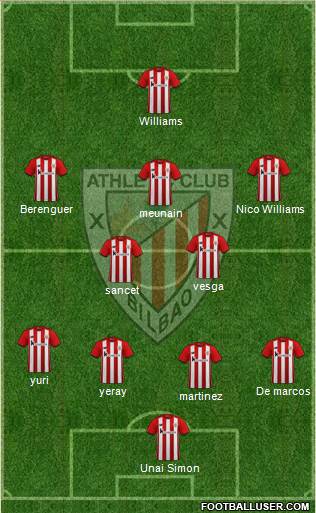 Athletic Club 4-2-3-1 football formation