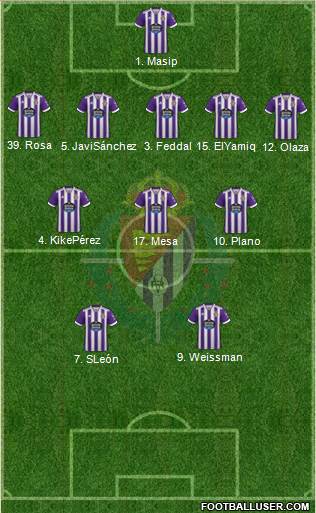 R. Valladolid C.F., S.A.D. 3-5-1-1 football formation