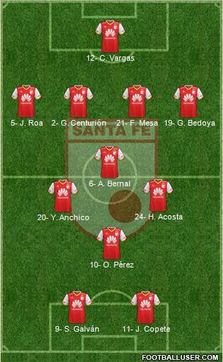 Santa Fe CD 4-3-1-2 football formation