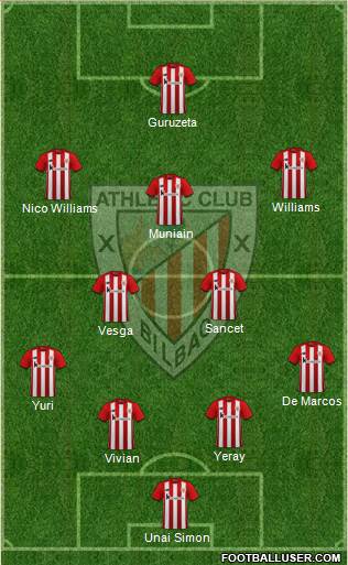 Athletic Club 4-2-3-1 football formation