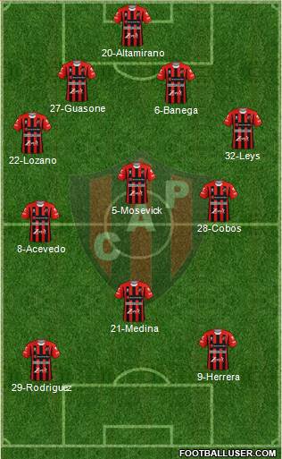 Patronato de Paraná 4-3-1-2 football formation