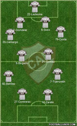 Platense 4-4-2 football formation