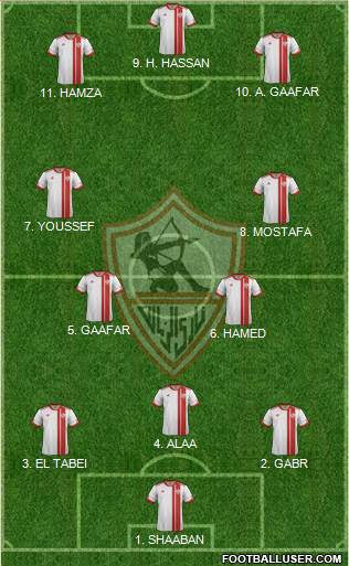 Zamalek Sporting Club 4-2-4 football formation