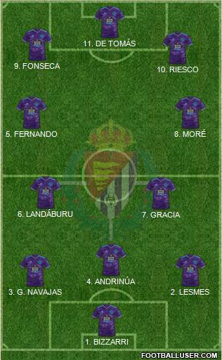 R. Valladolid C.F., S.A.D. 4-5-1 football formation