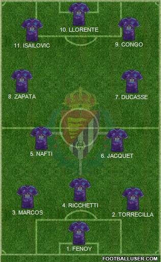 R. Valladolid C.F., S.A.D. 4-5-1 football formation