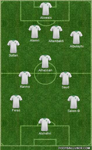 Saudi Arabia 4-5-1 football formation