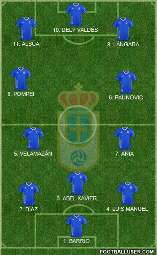 Real Oviedo S.A.D. 4-2-3-1 football formation