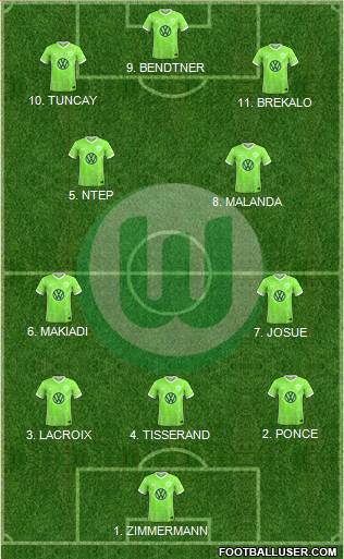 VfL Wolfsburg 4-2-3-1 football formation