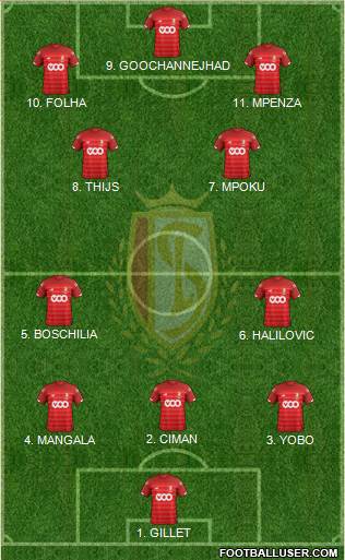 R Standard de Liège 4-2-2-2 football formation