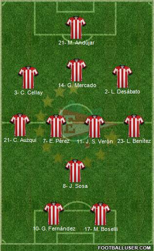 Estudiantes de La Plata 3-4-1-2 football formation