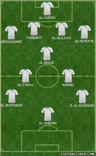 Saudi Arabia 4-3-2-1 football formation