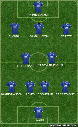 Leicester City 4-2-3-1 football formation