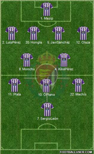 R. Valladolid C.F., S.A.D. 3-5-1-1 football formation