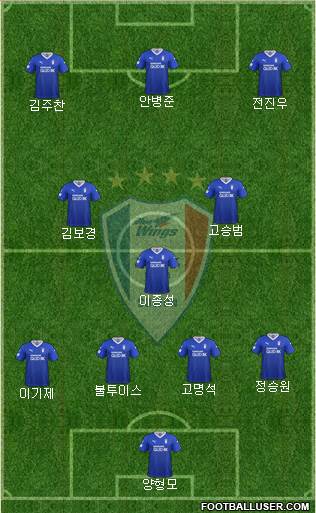 Suwon Samsung Blue Wings 4-1-2-3 football formation