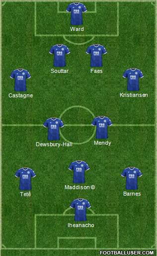 Leicester City 4-2-3-1 football formation